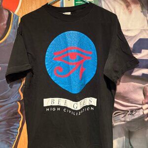 Vintage 90s 1991 Bee Gees High Civilization T Shirt XL Black Eye of Horus Band